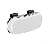 Car Sun Visor Glasses Case ABS One-Hand Open(White) | ABS plastic build, one-hand press switch, soft interior padding, sun visor mount, black finish