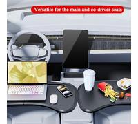 Car Table Tray, Foldable Steering Wheel Desk, Portable Console Organizer & Eating for Driving, Work, Dining, RV Travel, Trucks, and Vehicle Use, Black, 29.65x15.51 inches