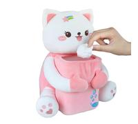 Car Tissue Holder | Cat Storage Organizer | Plush Cat Trash Bin Napkin Holder For Car | For Center Console Truck SUV RV Interior Road Trip Travel Office Apartment Dorm
