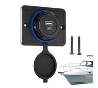 Car USB Charger, QC3.0 Fast Charge 12V Cord C Power Outlet With PD Port, Waterproof Car Socket Adapter With Power Switch, Marine Truck SUV And RV Charging Needs, Fit
