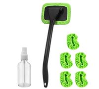 Car Windshield Cleaner Tool, Microfiber Window Cleaning Kit with 5 Reusable Towel Pads, 8,66 x 6,29 in Rotating Mop Squeegee, Interior Glass Washer for Easy Inside Cleaning