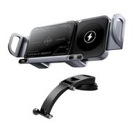 Car Wireless Charger - Mobile Dock, Coil Cradle | 15W Foldable Fast Charging Pad with Mount Feature, Dashboard Console Air Vent Setup for Vehicles Travel Office Commute Drive Use
