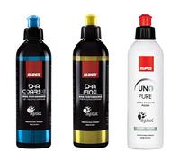 CAR-ZONE RUPES Ruper DA Coarse + Fine Pasta Lucidante + UNO Pure (3 x 250 ml) Sistema di lucidatura a 3 fasi