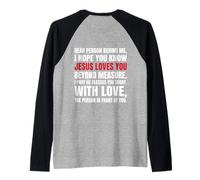 Cara Persona Dietro di Me, Spero Che tu sappia Che Gesù AMA (Indietro) Maglia con Maniche Raglan