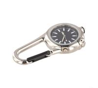 Carabiner Pocket Watch 40mm Luminous Hands Flashlight | Luminous hands for night reading, 40mm per dial, built-in LED flashlight, metal casing, silver finish
