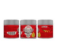 CARACHO Confezione da 3 fiocchi di peperoncino da 50 g - 100% estremamente affilati - peperoncino in polvere in metallo per condimenti/scoville: 100.000 - 200.000