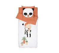 Caradou Parure da Letto per Bambini Miss Panda, 4 Pezzi, 90 x 190 cm, Cotone, Arancione