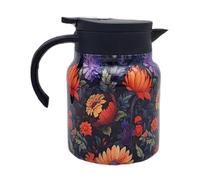 Carafe For Hot Liquids, 1000ml Floral Pitcher, 316 Stainless Steel Construction, PP Insulated Pot With Infuser, Elegant Design For Home Or, Heat Retention For Brewing, 16.5x11cm