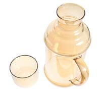 Caraffa Acqua Vetro 1100ml Manico, Stile Retrò khaki | Vetro Alimentare Trasparente, Coppa Inclusa che Funge da Coperchio, per Latte, Acqua di Cetriolo