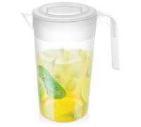 Caraffa Brocca Plastica Coperchio Trasparente Acqua Succhi Frigo Giardino 2,3L V