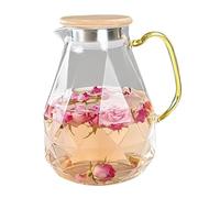 Caraffa da 2,2 l, grande, trasparente, con manico, per succhi di frutta, bevande, acqua fredda, tè, caffè, latte, frigorifero, tavolo da pranzo, soggiorno, cucina, ufficio