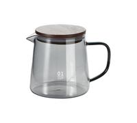 Caraffa da caffè in vetro borosilicato da 300 ml, resistente al calore, trasparente, con coperchio in legno, per acqua, latte, tè