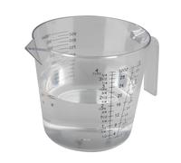 Caraffa Graduata 1 Litro, Misurino Graduato, con Scala per Litri, Millilitri, Tazze e Grammi, Lavabile in Lavastoviglie, Adatto per Farina, Zucchero, Riso e Semola (17x8,3x12,5 cm) (Trasparente)