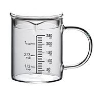 Caraffa graduata in vetro borosilicato trasparente, con coperchio e manico, con beccuccio a V (250 ml)