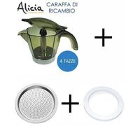 CARAFFA + GUARNIZIONE + DOCCETTA ALICIA DELONGHI 4 TAZZE EMK4 EMK42 - ORIG