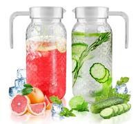Caraffa in acrilico, 2 pezzi, brocca per acqua con coperchio, caraffa con coperchio, caraffa per acqua con coperchio, brocca per acqua trasparente, in plastica, infrangibile, per frigorifero, tè