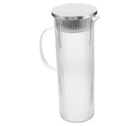 Caraffa in Acrilico con Manico e Coperchio, Design a Righe Verticali | 1000ml, Beccuccio Filtrante, per Succhi, Tè Freddo, Bevande Fatte in Casa