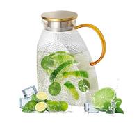 Caraffa in Vetro Borosilicato 1,8 L/63 Oz con Coperchio Acciaio Inossidabile, Caraffa Porta Frigorifero Antigoccia a Tenuta Stagna Ermetica per Bevande Fredde o Calde, Brocca Acqua per Frigo