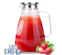 Caraffa in vetro da 2,2 litri, bollitore trasparente impermeabile con coperchio in acciaio inossidabile, bollitore sigillato e a prova di perdite, adatto per tè freddo, tè caldo, succo