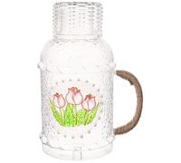 Caraffa in Vetro Trasparente da 2,2 l Beccuccio Antigoccia | Manico Curvo Ispessito, Superficie Liscia, per Tè Caldo o Whiskey, Servizio Portatile in Casa e Feste