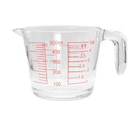 Caraffa Misuratrice in Vetro da 500ML con Beccuccio e Manico, Brocca Graduata in Vetro Borosilicato Resistente al Calore per Cucinare e Pasticceria