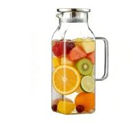 Caraffa per bevande in , 2 litri, con manico e coperchio, caraffa in con grande volume, adatta per succhi di frutta, tè, caffè, limonata, latte, frigorifero, piano di lavoro, campeggio