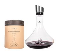 Caraffa per decantare il vino 1,8 l | Vetro di cristallo di alta qualità soffiato artigianalmente con montagne in rilievo, tappo 3 in 1 (filtro, aeratore e beccuccio) (Mont Matterhorn)