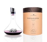 Caraffa per decantare il vino, 1,8 l, borosilicato di alta qualità, soffiato artigianalmente con montagne in rilievo, tappo 3 in 1 (filtro, aeratore e beccuccio) (Monte Rosa)