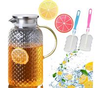 Caraffa per l'acqua da 1,8 l con coperchio, caraffa in vetro borosilicato per tè freddo, acqua calda e fredda, vino, caffè, latte e succhi di frutta, brocca in vetro borosilicato con sottobicchieri e