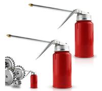Caraffa per olio con pompa da 200 ml, caraffa per olio, olio rosso, bomboletta per olio portatile, in metallo ad alta pressione, per auto (2 pezzi)