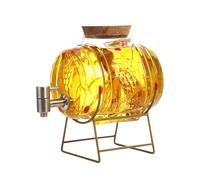 Caraffa per whisky, 1 l, 1,5 l, 3 l, 5 l, decanter a forma di barile, con rubinetto, ideale per vino, whisky, birra, rum, regali per fidanzato, marito, padre (botte di vetro, 5 l)