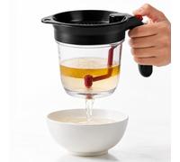 Caraffa separatrice per grasso, 1 l, in plastica | Caraffa separatrice di grasso trasparente con doppia filtrazione e maniglia, separazione di grasso, salsa, succo di arrosto