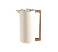 Caraffa Termica Per Caffè Brocca Sotto Vuoto Isolata, Acciaio Inossidabile, Con Manico In Legno E Semplice Pulsante Di Sicurezza, Per Casa, Hotel, Ufficio (Beige,1.5L)