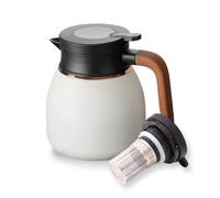 Caraffa Termica Per Caffè Brocca Sotto Vuoto Isolato, Con Filtro Da Tè, Display Di Temperatura Intelligente, Thermos Acciaio Inossidabile Per Cucina, Ufficio, Hotel (Bianco,1100ml)
