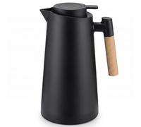 Caraffa termica per caffè, caraffa termica per caffè da 1 litro con manico in legno Brocca isolata a prova di perdite One Touch per casa/ufficio/dormitorio, nera