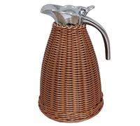 Caraffa Termica Per Caffè In Acciaio Inossidabile, Brocca Termica In Rattan, Isolamento Sottovuoto A Doppia Parete Da 1,5 Litri/50 Once, Ritenzione Del Calore Per 12 Ore E Del Freddo Per(Color:Caffè)
