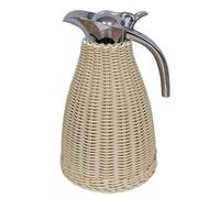 Caraffa Termica Per Caffè In Acciaio Inossidabile, Brocca Termica In Rattan, Isolamento Sottovuoto A Doppia Parete Da 1,5 Litri/50 Once, Ritenzione Del Calore Per 12 Ore E Del Freddo Per (Color:Beige)