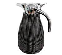 Caraffa Termica Per Caffè In Acciaio Inossidabile, Brocca Termica In Rattan, Isolamento Sottovuoto A Doppia Parete Da 1,5 Litri/50 Once, Ritenzione Del Calore Per 12 Ore E Del Freddo Per(Color:black)
