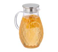 Caraffa Vetro Brocca Acqua Tè Coperchio Acciaio Inox Filtro 2 Litri Bottiglia