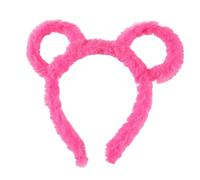 caralin Cerchietto invernale da donna in peluche spesso, con orecchie da orso, per trucco, bandana, rosa acceso