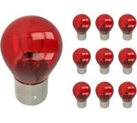 CARALL 10 Pezzi Lampadine Alogene PR21/5W BAW15D 12V 21/5W Rosso, Ricambi Lampade 12V Per Auto e Moto