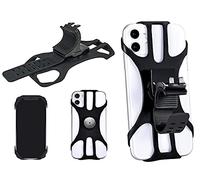 CARALL Porta Cellulare da Bici Supporto Smartphone per Manubrio Moto Monopattino Elettrico Bicicletta MTB Universale 360° Rotabile Silicone Solo 4 Angoli Non Copri Tasti e Display
