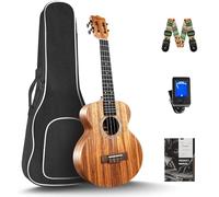 Caramel - 66 cm Tenore A Righe Grana Acacia KOA Ukulele CT207 Gigbag Kit Principiante