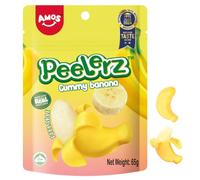 Caramelle Gommose Banana Peelable 65 g - Peelerz Gummy | Con Succo di Frutta | Gusto Naturale Banana | Divertenti da Sbucciare | Amos
