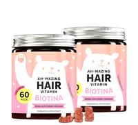 Caramelle Gommose Biotina Ah-mazing Hair, Confezione da 2 - Vitamine per Capelli, Pelle e Unghie - 5000µg di Biotina, Zinco, Vitamine C- 120 Pezzi (4 Mesi), Vegano, Senza Zucchero, Bears with Benefits