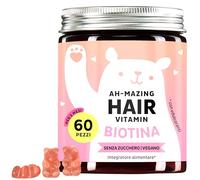 Caramelle Gommose Biotina Ah-mazing Hair - Vitamine per Capelli, Pelle e Unghie - 5000 µg di Biotina (B7), Zinco, Vitamine B6, B9, C, E - 60 Pezzi (2 Mesi), Vegane, Senza Zucchero, Bears with Benefits