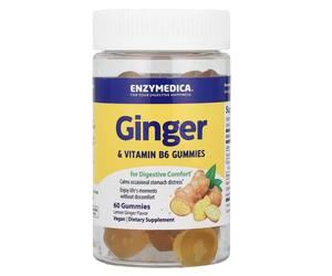 Caramelle gommose Enzymedica allo zenzero e vitamina B6, zenzero con vitamina B6, 60 caramelle gommose