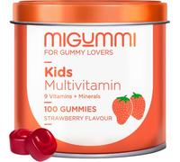 Caramelle Gommose Multivitaminico per Bambini - 100 Caramelle Gommose Gusto Fragola - Vitamina C, D, B12, E, A, B6, B5, Biotina, Acido Folico, Zinco, Iodio, Colina - 12 Vitamine e Minerali - Vegan