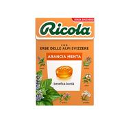 Caramelle RICOLA ARANCIA MENTA in Astuccio pz 20 - La caramella originale Ricola nella versione fruttata e rinfrescante - Senza zucchero e Senza glutine