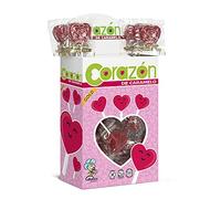 Caramelos Cerdán - Lecca Lecca Cuore Serie Oro Gusto Ciliegia | Caramella dura con Bastoncino Senza Glutine e Senza Allergeni | Ideale per Feste, San Valentino e Compleanni | Confezione da 110 Unità